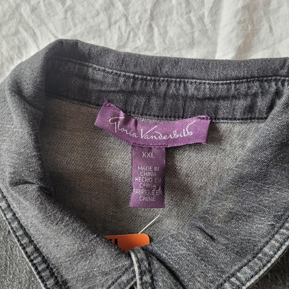 Gloria Vandervil Women's Gray Denim Shirt Size XXL - Picture 3 of 11